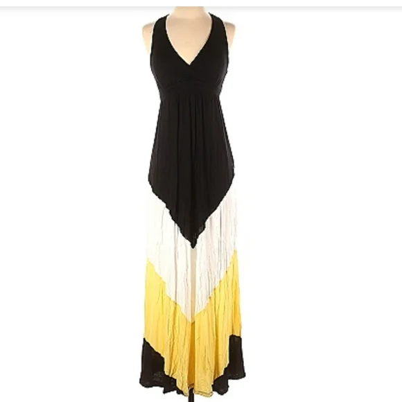 INC International Concepts | Dresses | Inc Halter Color Block Maxi Dress  Yellow Black | Poshmark